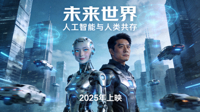 国产科幻电影《未来世界》海报 - 人工智能与人类共存